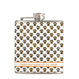 Animal Paw Silhouette Halloween Orange Funny Flask