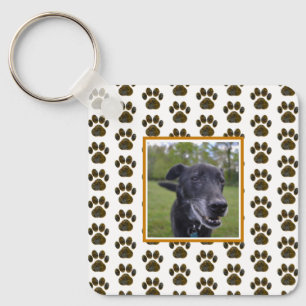 Animal Paw Silhouette Halloween Orange White Keychain