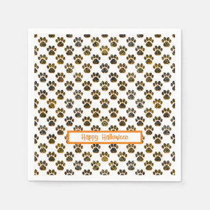 Animal Paw Silhouette Halloween Pawty White Napkins