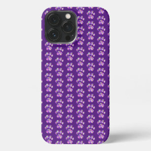 Animal Paw Silhouette Purple Pink on Purple iPhone 13 Pro Max Case