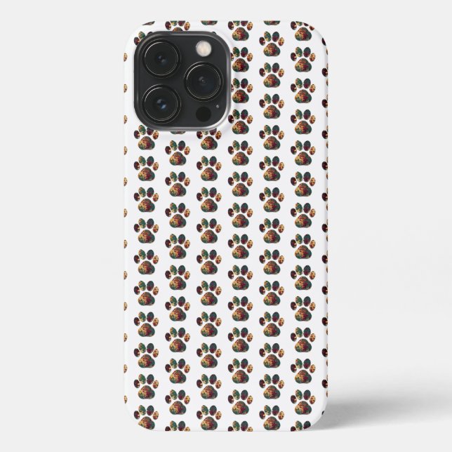 Animal Paw Silhouette Thanksgiving on White iPhone Case (Back)