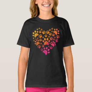 Animal Paws Heart design For Dog Lovers T-Shirt
