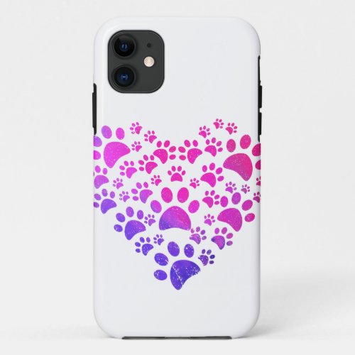 Animal Paws Heart print For Dog Lovers iPhone 11 Case