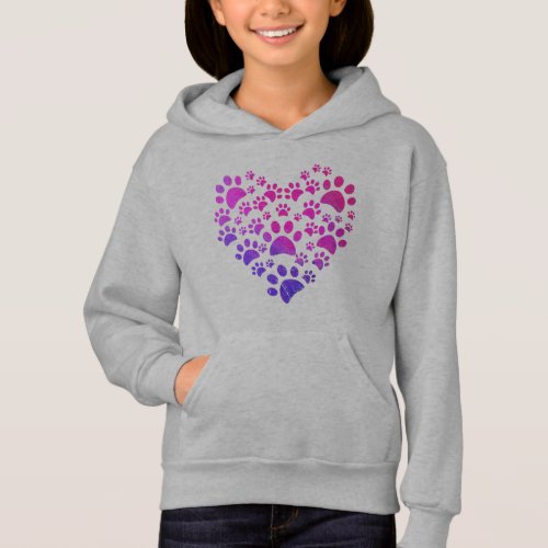 Animal Paws Heart print For Dog Lovers Hoodie