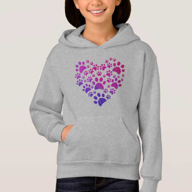 Animal Paws Heart print For Dog Lovers Hoodie (Front)