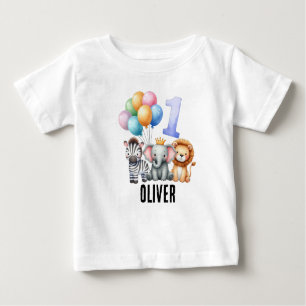 Animal personalized 1st Birthday Baby Boy T-shirt
