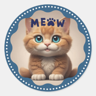Animal pet cute cat classic round sticker