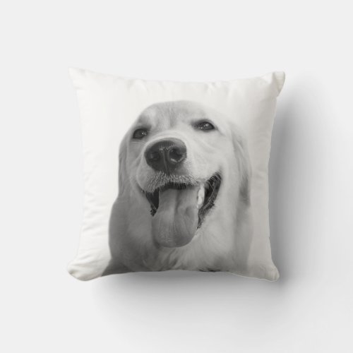 Animal pet dog cute photo black and white throw pillow