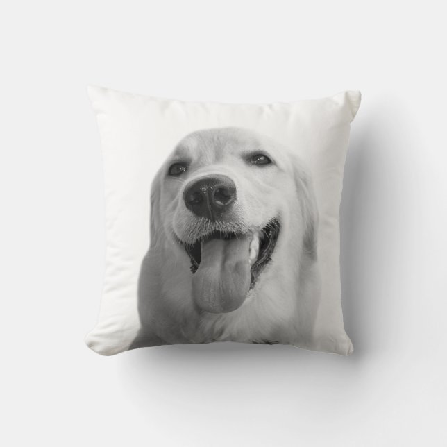 Animal pet dog cute photo black and white throw pillow (Front)
