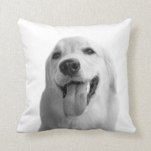 Animal pet dog cute photo black and white throw pillow