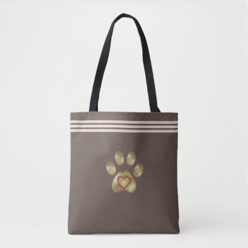 Animal Pet Paw on Brown  Beige Tote Bag