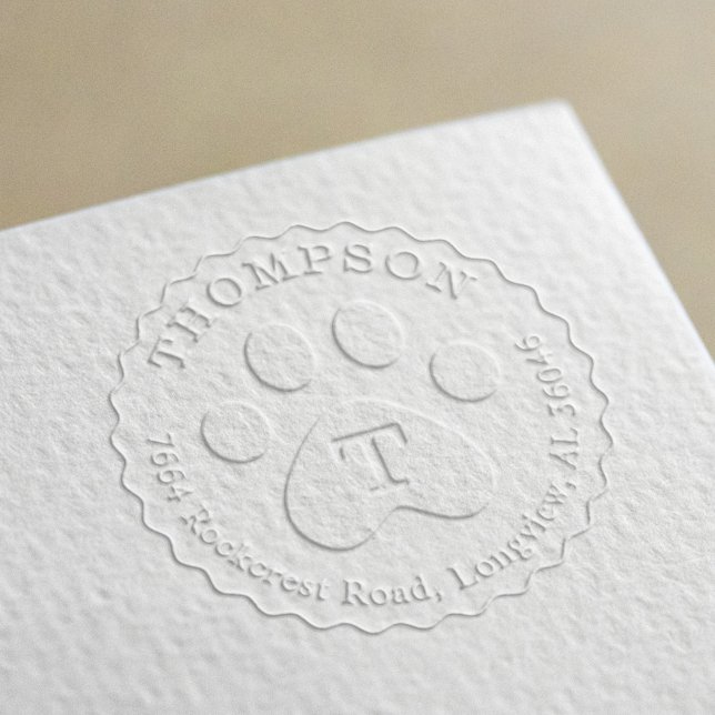 Animal Pet Paw Print Crest Family Monogram Address Embosser (Creator Uploaded)
