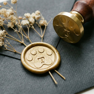 Animal Pet Paw Print Crest Family Monogram Wax Seal Stamp