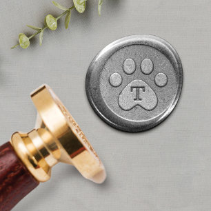 Animal Pet Paw Print Crest Family Monogram Wax Seal Stamp