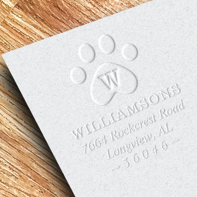 Animal Pet Paw Print Family Monogram & Address Embosser (Creator Uploaded)