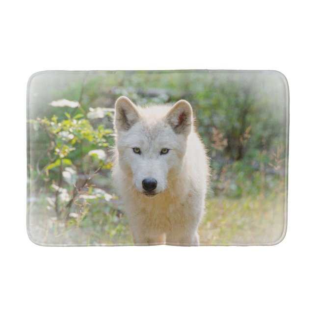 Animal Photography, Gray Wolf Bath Mat (Front)