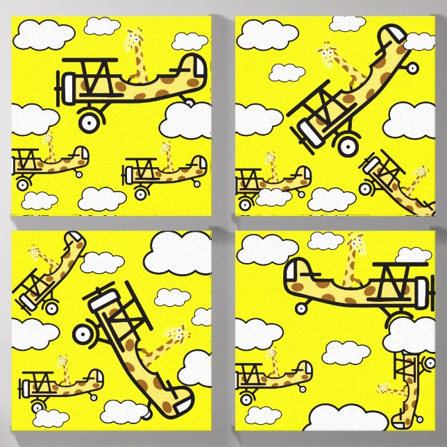 Animal Pilot Nursery Art Canvas Photo Tile (Front Set)