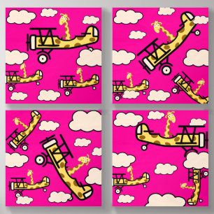 Animal Pilot Nursery Art Wood Photo Tile