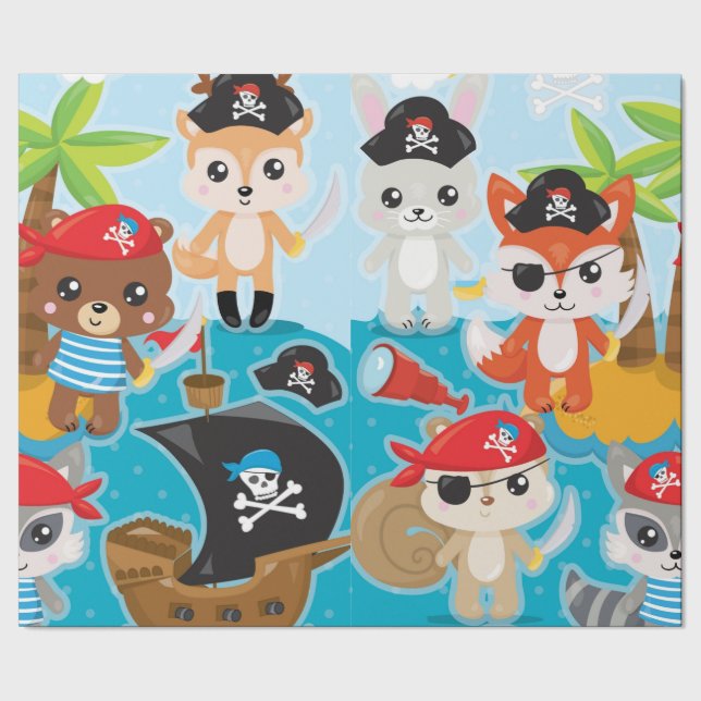 Animal Pirate Wrapping Paper  (Seam)
