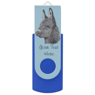 animal portrait picture of cute donkey USB flash drive