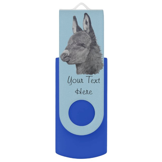 animal portrait picture of cute donkey USB flash drive (Front Vertical)