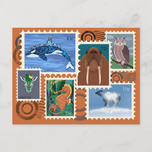 Animal Postage Stamps Postcards