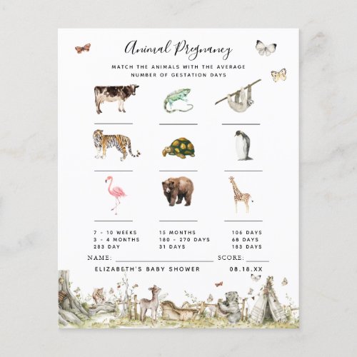 Animal Pregnancy  Baby Shower Game