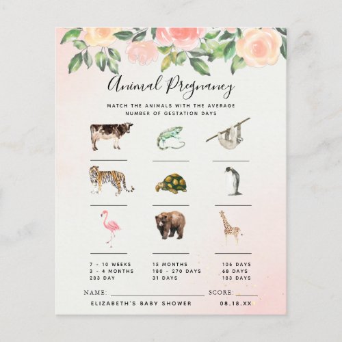 Animal Pregnancy  Baby Shower Game