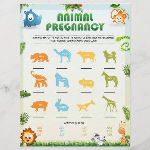 Animal Pregnancy Baby Shower Games [Animal Theme] Letterhead