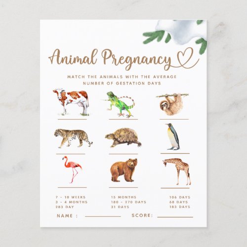 Animal Pregnancy Winter Baby Shower Game