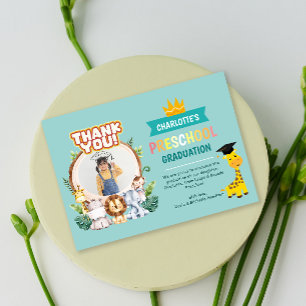 Animal Preschool Photo Graduation Thank You Card