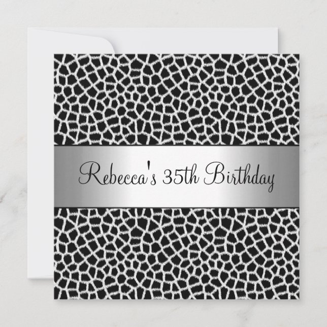 Animal Print 35th Elegant Birthday Party Invitation (Front)
