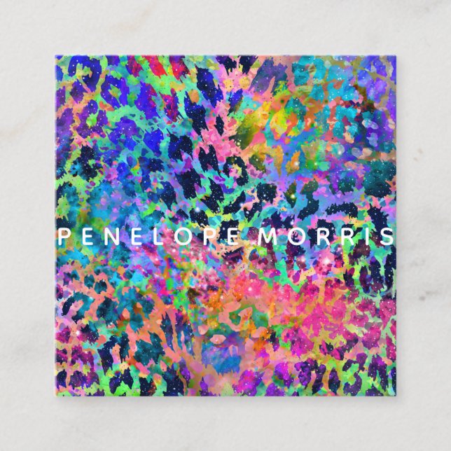 Animal Print Abstract Beauty Stylist Square Business Card (Front)