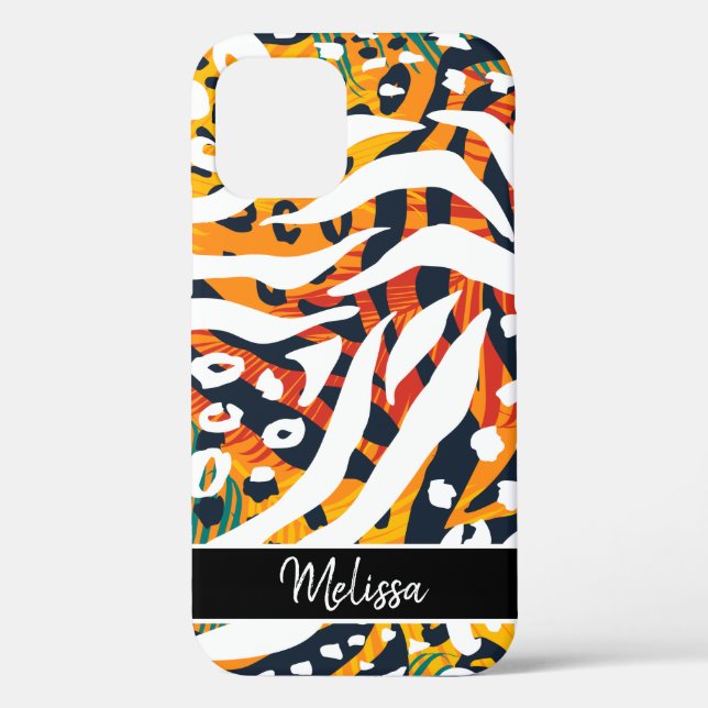 Animal Print Abstract Pattern Personalized Name Case-Mate iPhone Case (Back)