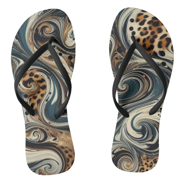 Animal Print and Swirl Flip Flops (Footbed)