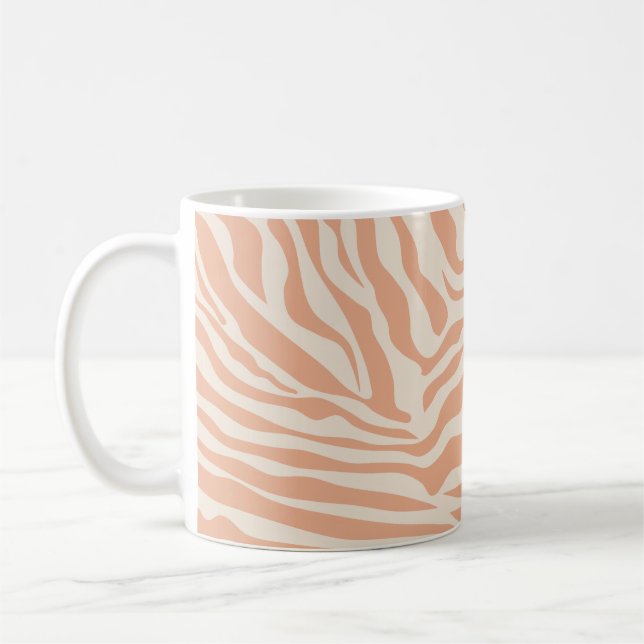 Animal Print Beige Zebra Stripes Coffee Mug (Left)