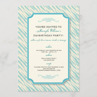 Animal Print Birthday Party Invitation (aqua)