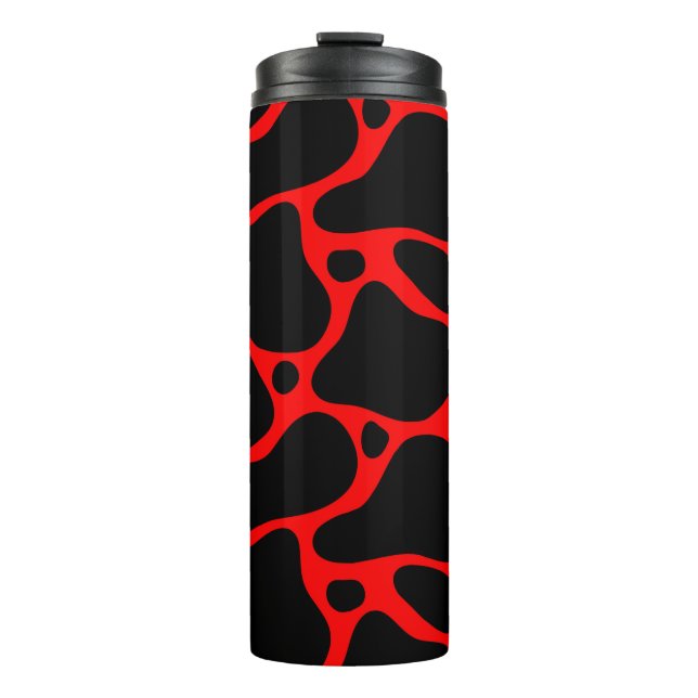 Animal print-black and red giraffe pattern flask thermal tumbler (Front)
