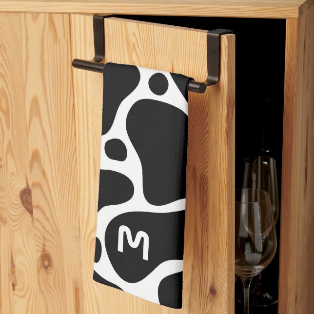 Animal print-black and white giraffe pattern kitchen towel (Thirds Fold)