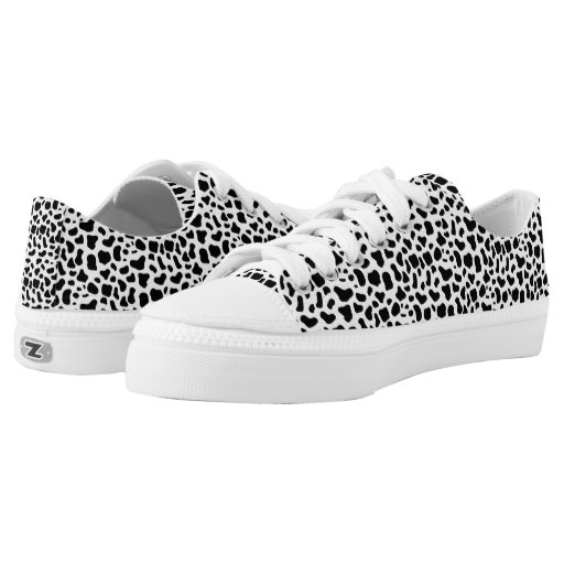 Animal Print Black and White Leopard Print Low-Top Sneakers | Zazzle