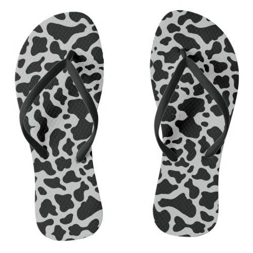 Animal Print Black and White Pair of Flip Flops