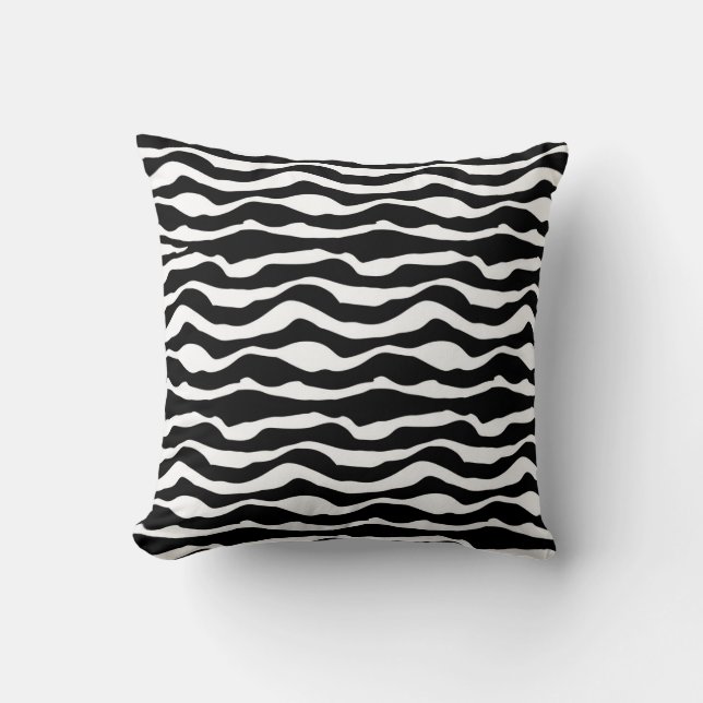 Animal Print Black and White Throw Pillow (Front)