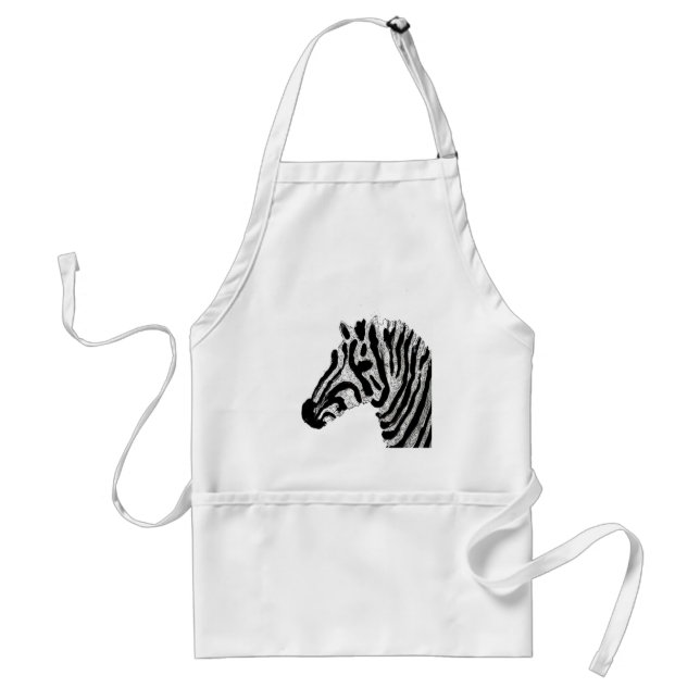 Animal Print Black and White Zebra Adult Apron (Front)