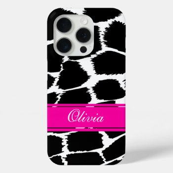 Animal Print Black  White & Pink Iphone 15 Pro Case by Mylittleeden at Zazzle