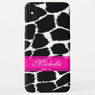 Animal print black, white & pink iphone case