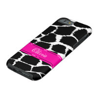 Animal print black, white & pink iphone case