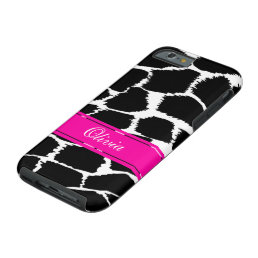 Animal print black, white &amp; pink iphone case