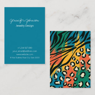 Animal Print Blue Colorful Necklace Business Card