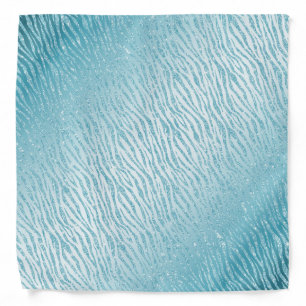 Animal Print Blue Glitter Glam Bandana