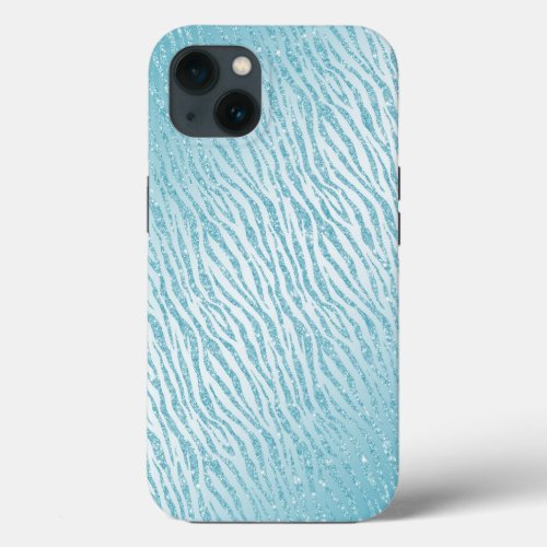 Animal Print Blue Glitter Glam iPhone 13 Case